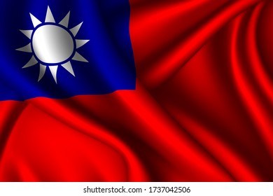 Bandera nacional taiwanesa de seda. Textura de tela vectorial