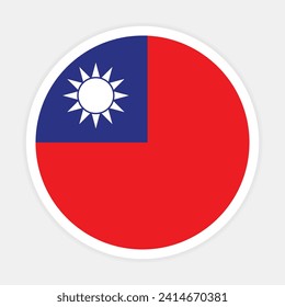 Taiwan national flag vector icon design. Taiwan circle flag. Round of Taiwan flag.
