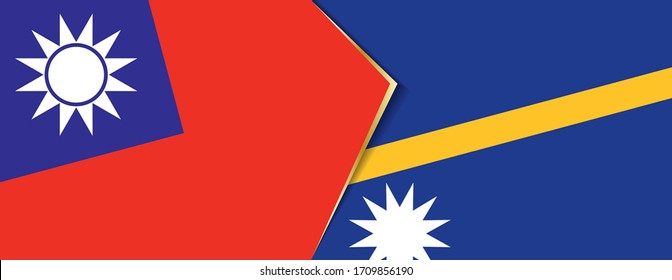 Taiwan and Nauru flags, two vector flags symbol of relationship or confrontation.