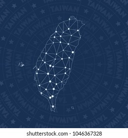 Taiwan network style country map. Emotional space style, modern design for infographics or presentations.