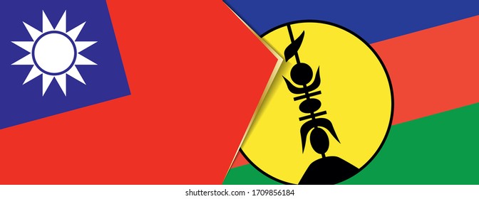 Taiwan and New Caledonia flags, two vector flags symbol of relationship or confrontation.