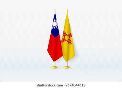 Taiwan and New Mexico Flags Side by Side, Symbol of International Partnership. Illustration symbolizes diplomacy, partnership, and international cooperation between the two nations.