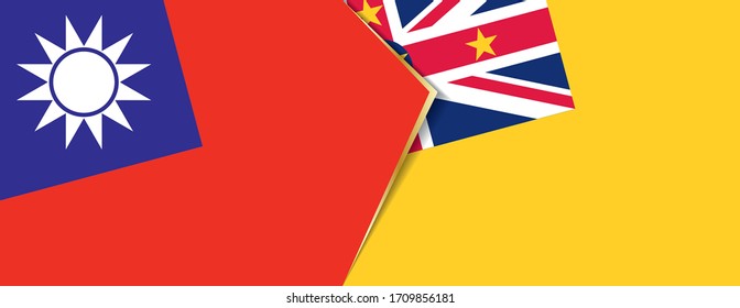 Taiwan and Niue flags, two vector flags symbol of relationship or confrontation.