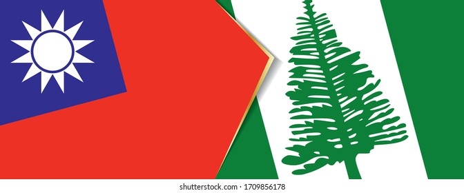 Taiwan and Norfolk Island flags, two vector flags symbol of relationship or confrontation.