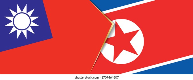 Banderas de Taiwán y Corea del Norte, dos banderas vectoriales símbolo de relación o confrontación.