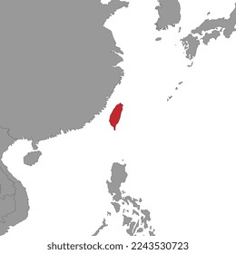 Taiwan on world map.Vector illustration.