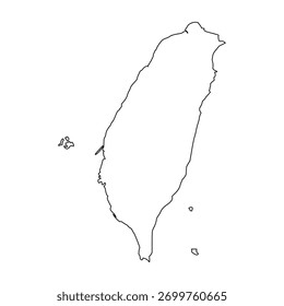 Mapa esquemático de Taiwán. Vector de mapas de Taiwán. Mapa de Taiwán sobre fondo blanco