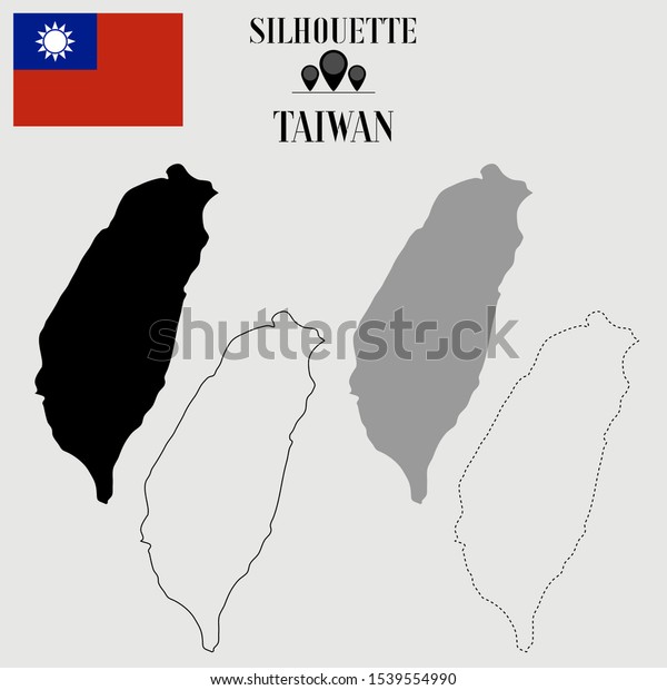 Taiwan Outline World Map Solid Dash Stock Vector Royalty Free   Taiwan Outline World Map Solid 600w 1539554990 