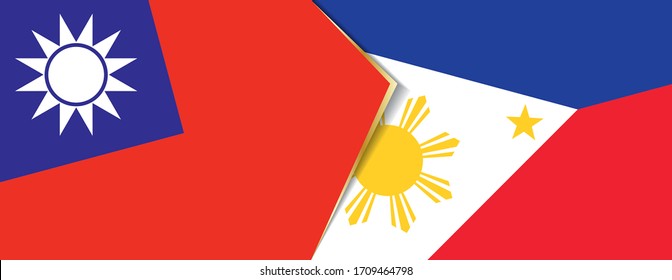 Taiwan and Philippines flags, two vector flags symbol of relationship or confrontation.