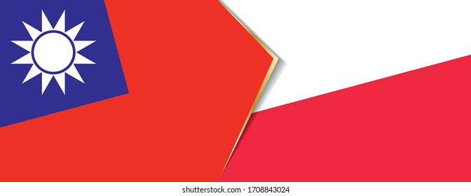 Taiwan and Poland flags, two vector flags symbol of relationship or confrontation.