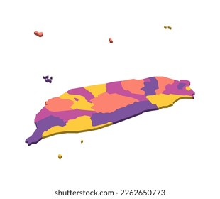 Taiwan political map of administrative divisions - provinces and special municipalities. Isometric 3D blank vector map in four colors scheme.