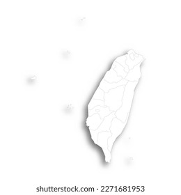 Taiwan political map of administrative divisions - provinces and special municipalities. Flat white blank map with thin black outline and dropped shadow.