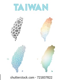 Taiwan polygonal map. Mosaic style maps collection. Bright abstract tessellation, geometric, low poly, modern design. Taiwan polygonal maps for infographics or presentation.