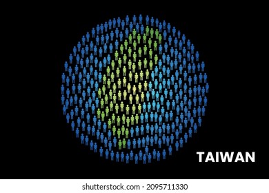 Taiwan population people map in globe vector illustration design