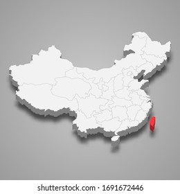 Taiwan Province Location Within China 3d Map