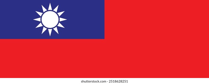 Design e ilustração do vetor da bandeira retangular de Taiwan, Bandeira nacional de Taiwan