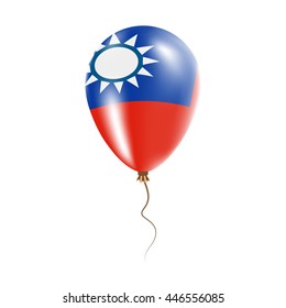 Taiwan, Republic Of China balloon with flag. Bright Air Ballon in the Country National Colors. Country Flag Rubber Balloon. Vector Illustration.