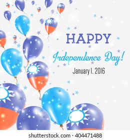 Taiwan, Republic Of China Independence Day Greeting Card. Flying Balloons in Taiwan, Republic Of China National Colors. Happy Independence Day Taiwan, Republic Of China Vector Illustration.