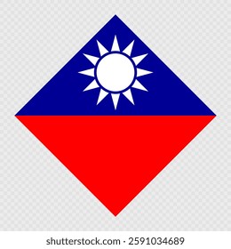 Taiwan rhombus flag. Vector illustration.