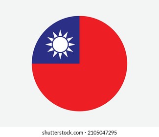 Bandera del país de la Ronda de Taiwán. Bandera nacional taiwanesa. Banner del botón de forma circular de la República de China. Ilustración del vector EPS.