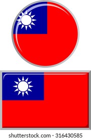 Taiwan round and square icon flag. Vector illustration Eps 8.