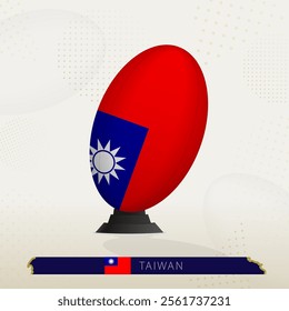 Taiwan Rugby Ball on Rugby Kicking Tees with Modern Design. Illustration perfect for sports, national pride, and rugby-related projects.