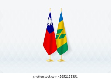 Taiwan and Saint Vincent and the Grenadines Flags Side by Side, Symbol of International Partnership. 