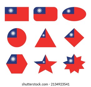 taiwan set of flags with geometric shapes