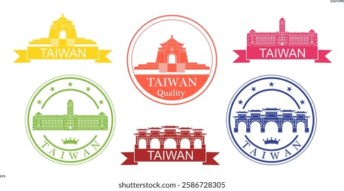 Taiwan set. Isolated Taiwan on white background