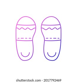 Taiwan slippers outline icon. Taiwanese walking shoes. Oriental footwear. Asian item. Purple gradient symbol. Isolated vector stock illustration