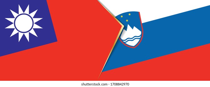 Taiwan and Slovenia flags, two vector flags symbol of relationship or confrontation.