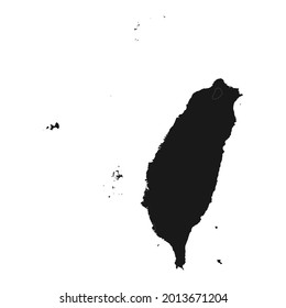 Mapa negro suave de TAIWAN con el fondo blanco aislado, eps 10