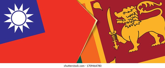 Taiwan and Sri Lanka flags, two vector flags symbol of relationship or confrontation.