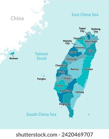 Taiwan and Taiwan Strait map illustration