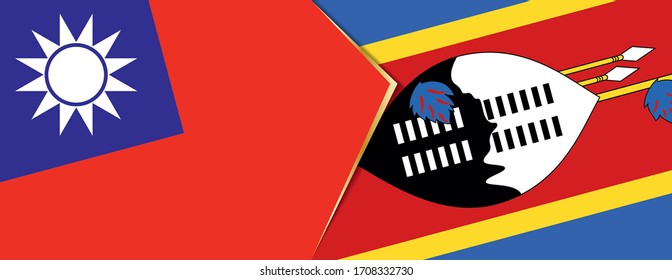 Taiwan and Swaziland flags, two vector flags symbol of relationship or confrontation.