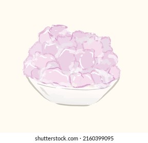 Taiwan taro shaved ice for summer dessert in flat realistic illustration art design