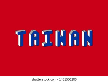 Taiwan text with 3d isometric effect.