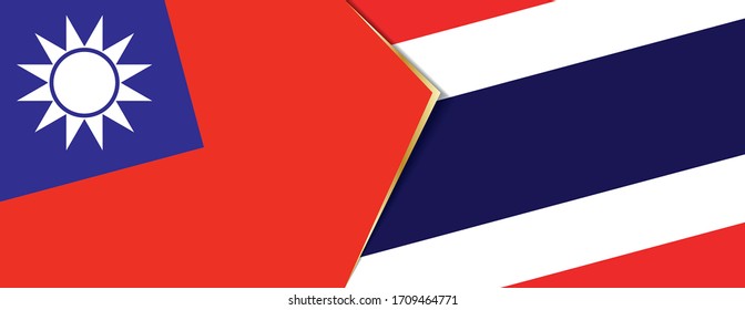 Banderas de Taiwán y Tailandia, dos banderas vectoriales símbolo de relación o confrontación.