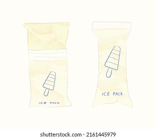 Taiwan traditional yellow pineapple taste ice cream popsicle bag in flat illustration art design