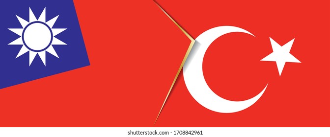Taiwan and Turkey flags, two vector flags symbol of relationship or confrontation.