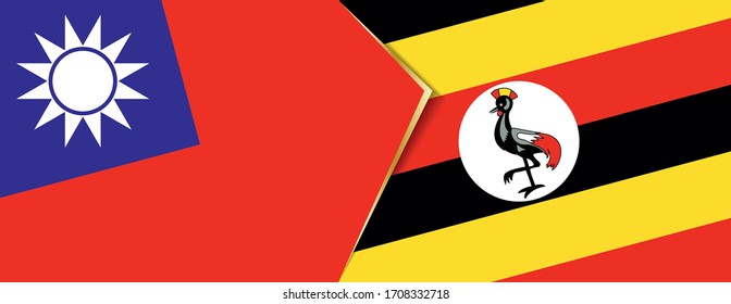 Taiwan and Uganda flags, two vector flags symbol of relationship or confrontation.