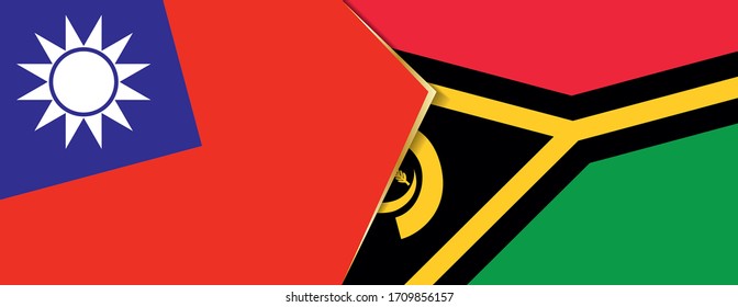 Taiwan and Vanuatu flags, two vector flags symbol of relationship or confrontation.