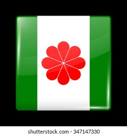 Taiwan Variant Flag. Glassy Icon Square Shape. This is File from the Collection Flags of Asia