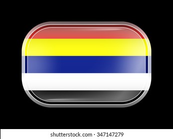 Taiwan Variant Flag. Rectangular Shape with Rounded Corners. This Flag is One of a Series of Glass Buttons