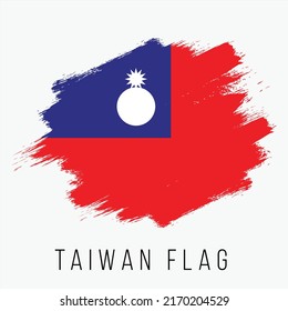 Taiwan Vector Flag. Taiwan Flag for Independence Day. Grunge Taiwan Flag. Taiwan Flag with Grunge Texture, Artistic Brush Stroke Texture