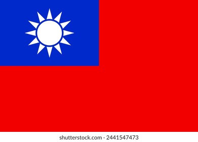 Taiwan vector flag in official colors and 3:2 aspect ratio.