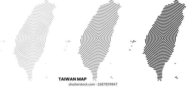 Taiwan Vektor geometrische runde Form Karte Illustration. Geometrische runde Kreislinie Form Taiwan Karte Design