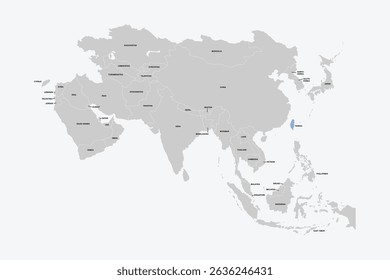 Taiwan vector map, Asia map Silhouette isolated on white background. for website layouts, background,education,travel worldwide, map silhouette and earth geography
