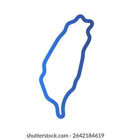 Taiwan Vector Map Silhouette in Blue line Isolated Design