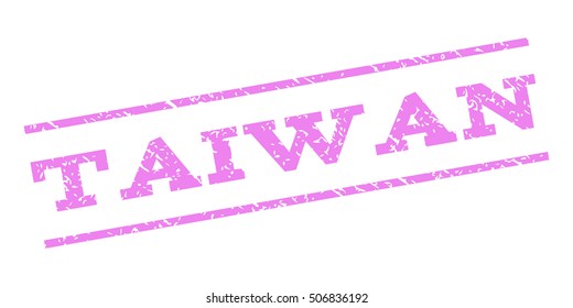 Taiwan watermark stamp. Text caption between parallel lines with grunge design style. Rubber seal stamp with dirty texture. Vector violet color ink imprint on a white background.